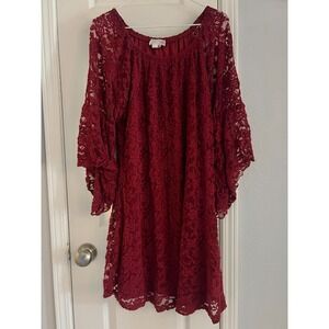 Jody California Mini Dress Women's XL Burgundy Red Lace Whimsigoth Boho Romantic